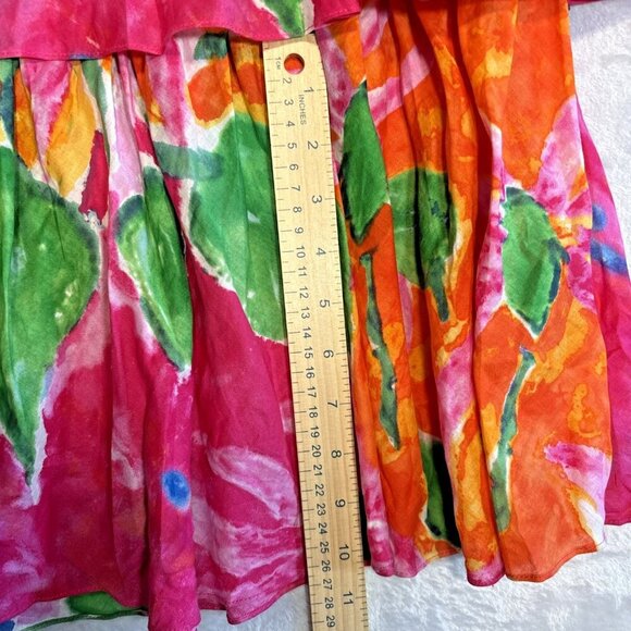 LAUREN RALPH LAUREN Maxi Dress Tiered Tie-Shoulder Tropical Print Ruched Tube SP - Picture 10 of 13
